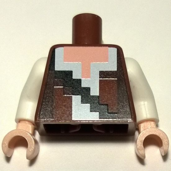 Torso Pixelated Reddish Brown and Dark Brown Vest over White Shirt and Black Strap Pattern / White Arms / Light Nougat Hands