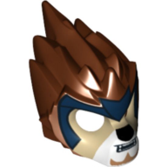 Minifigure, Headgear Mask Lion with Tan Face and Dark Blue Headpiece Pattern