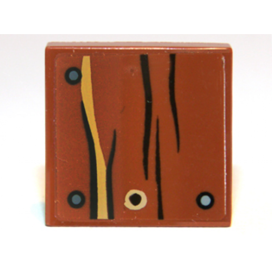Tile 2 x 2 with Wood Grain and Nails Pattern (Sticker) - Set 9473