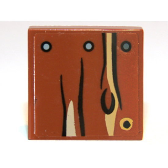 Tile 2 x 2 with Wood Grain, Knot, and Nails Pattern (Sticker) - Set 9473