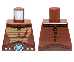 Torso Crocodile Skin with Dark Red Scar and Blue Round Jewel (Chi) Belt Pattern