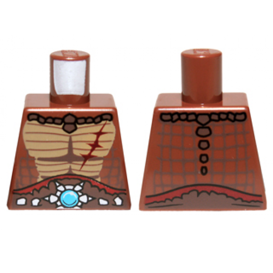 Torso Crocodile Skin with Dark Red Scar and Blue Round Jewel (Chi) Belt Pattern