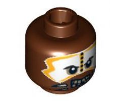 Minifigure, Head PotC Cannibal White and Yellow Face Paint Pattern - Hollow Stud