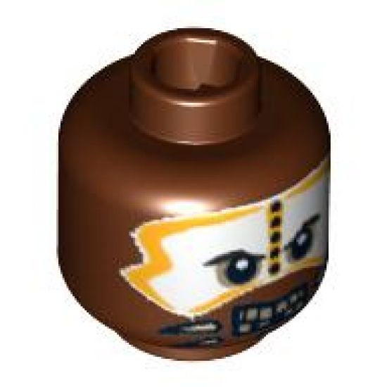 Minifigure, Head PotC Cannibal White and Yellow Face Paint Pattern - Hollow Stud