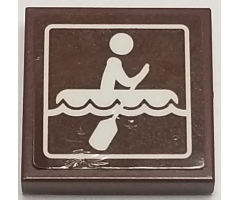 Tile 2 x 2 with Sign with Person Rowing on Raft on Choppy Water Pattern (Sticker) - Set 41339