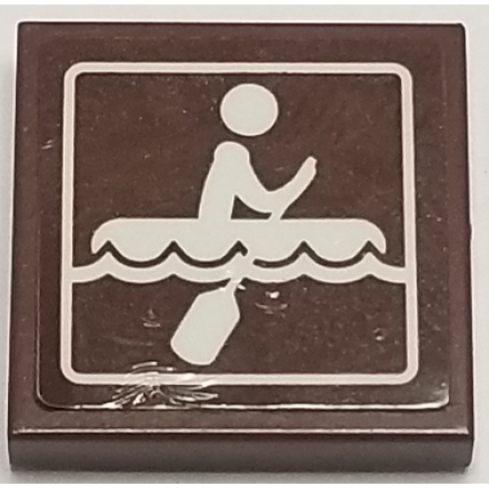 Tile 2 x 2 with Sign with Person Rowing on Raft on Choppy Water Pattern (Sticker) - Set 41339