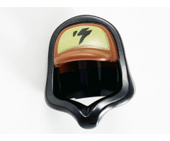 Minifigure, Headgear Cap - Short Curved Bill and Black Hood with Black Lightning on Dark Tan Pattern