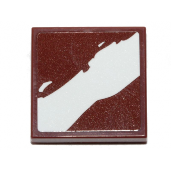 Tile 2 x 2 with Rugged White Diagonal Stripe on Reddish Brown Background Pattern 2 (Sticker) - Set 75254