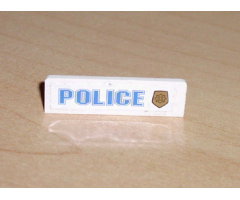Panel 1 x 4 x 1 with Blue 'POLICE' with World City Gold Police Badge on Right Pattern (Sticker) - Sets 4854 / 7030