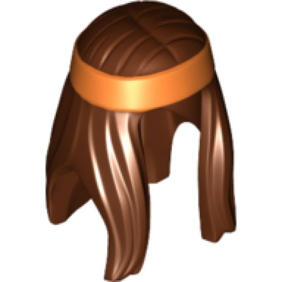 Minifigure, Hair Long with Orange Headband Pattern