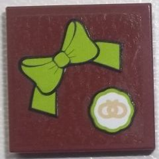 Tile 2 x 2 with Bow Tie and Small Pretzel Pattern (Sticker) - Set 10216