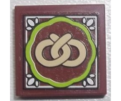 Tile 2 x 2 with Pretzel Pattern (Sticker) - Set 10216