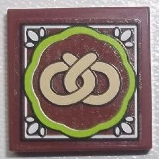 Tile 2 x 2 with Pretzel Pattern (Sticker) - Set 10216
