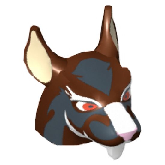 Minifigure, Head, Modified Rat with Red Eyes, White Nose and White Goatee Pattern