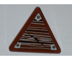 Road Sign 2 x 2 Triangle with Clip with Wood Grain and 3 Nails Pattern Model Right Side (Sticker) - Set 9446