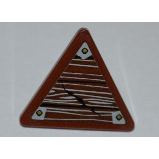 Road Sign 2 x 2 Triangle with Clip with Wood Grain and 3 Nails Pattern Model Right Side (Sticker) - Set 9446