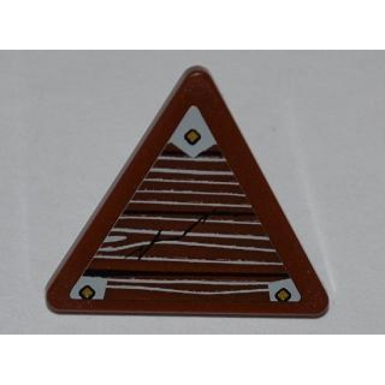 Road Sign 2 x 2 Triangle with Clip with Wood Grain and 3 Nails Pattern Model Left Side (Sticker) - Set 9446