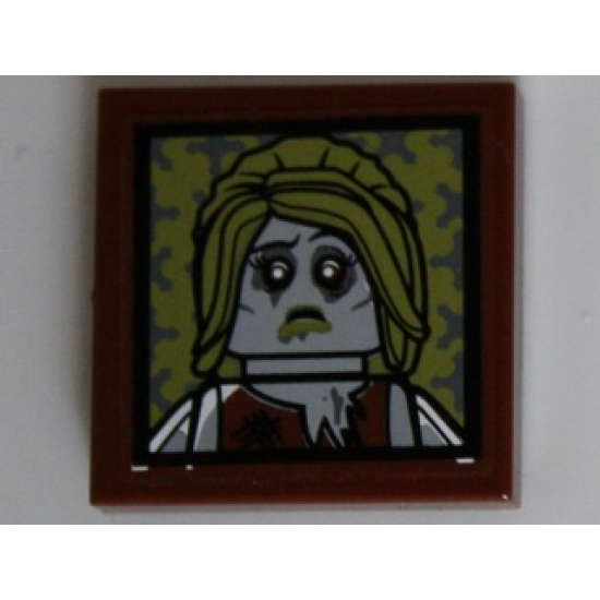 Tile 2 x 2 with Zombie Bride Portrait Pattern (Sticker) - Set 10228