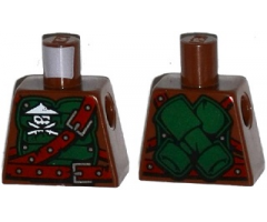 Torso Ninjago Green Armor with Belts, Ninja Skull with Crossed Swords and Scabbards Pattern