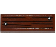 Tile 1 x 3 with Wood Grain and 2 Silver Nails Pattern (Sticker) - Set 60095