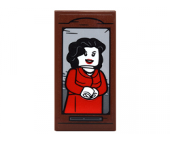 Tile 2 x 4 with Woman with Black Hair and Red Dress Portrait Pattern (Sticker) - Set 76052