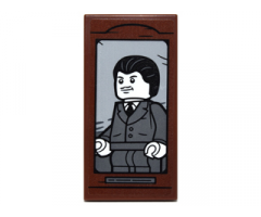 Tile 2 x 4 with Man with Black Hair and Dark Bluish Gray Suit Portrait Pattern (Sticker) - Set 76052