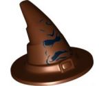 Minifigure, Headgear Hat, Wizard / Witch with Black HP Sorting Hat Pattern