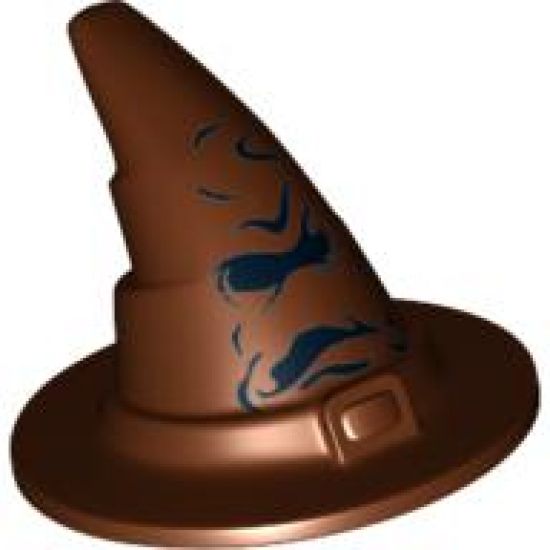 Minifigure, Headgear Hat, Wizard / Witch with Black HP Sorting Hat Pattern
