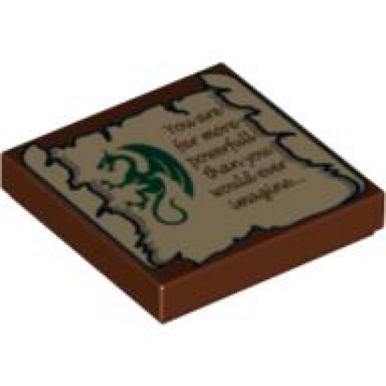 Tile 2 x 2 with Dragon and Scroll with 'You are far more powerfull than you would ever imagine...' Pattern