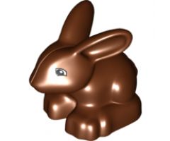 Duplo, Animal Bunny / Rabbit Head Pointed Straight with Squared Eyes and Thin Pink Nose Pattern