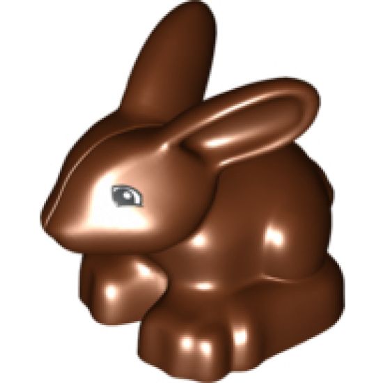Duplo, Animal Bunny / Rabbit Head Pointed Straight with Squared Eyes and Thin Pink Nose Pattern