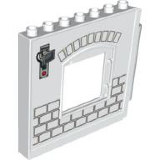 Duplo, Building Wall 1 x 8 x 6 Hinge on Right with Window Opening and Bricks Pattern