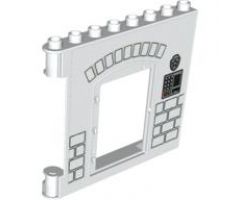 Duplo, Building Wall 1 x 8 x 6 Hinge on Left with Door Opening and Bricks Pattern