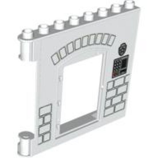 Duplo, Building Wall 1 x 8 x 6 Hinge on Left with Door Opening and Bricks Pattern