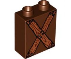 Duplo, Brick 1 x 2 x 2 with Nailed Crossed Wooden Boards Pattern
