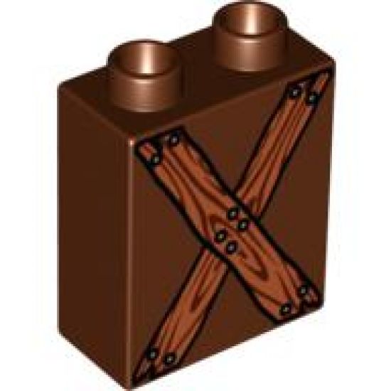 Duplo, Brick 1 x 2 x 2 with Nailed Crossed Wooden Boards Pattern