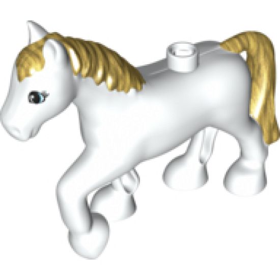 Duplo, Animal Horse with Gold Mane and Tail, Eyelashes Pattern