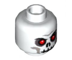 Minifigure, Head Skull Evil with Scowl, Black Print, Red Eyes Pattern (Fantasy Era) - Blocked Open Stud