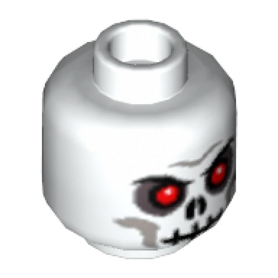 Minifigure, Head Skull Evil with Scowl, Black Print, Red Eyes Pattern (Fantasy Era) - Blocked Open Stud