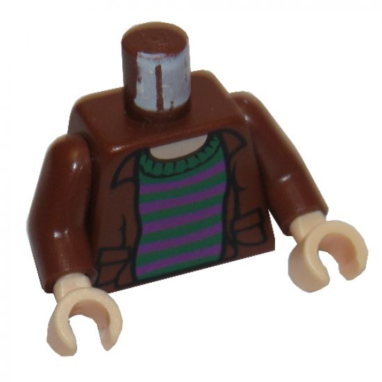 Torso Harry Potter Open Shirt and Striped Sweater Pattern / Reddish Brown Arms / Light Nougat Hands