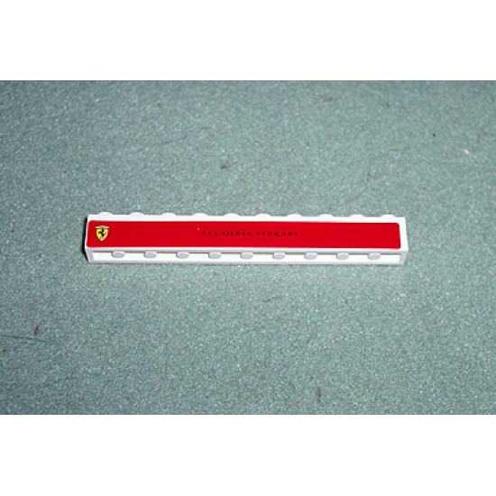 Brick 1 x 10 with Ferrari Logo Left and 'SCUDERIA FERRARI' Center Small Print Pattern on Both Sides (Stickers) - Set 8375