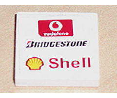 Tile 2 x 2 with Vodafone, Bridgestone and Shell Logos Pattern (Sticker) - Sets 8362 / 8375