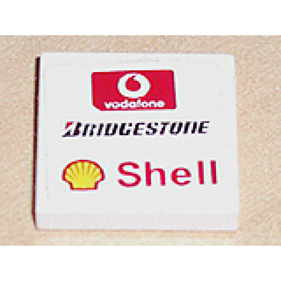 Tile 2 x 2 with Vodafone, Bridgestone and Shell Logos Pattern (Sticker) - Sets 8362 / 8375