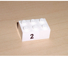 Brick 2 x 3 with Black '2' Pattern (Sticker) - Set 8389