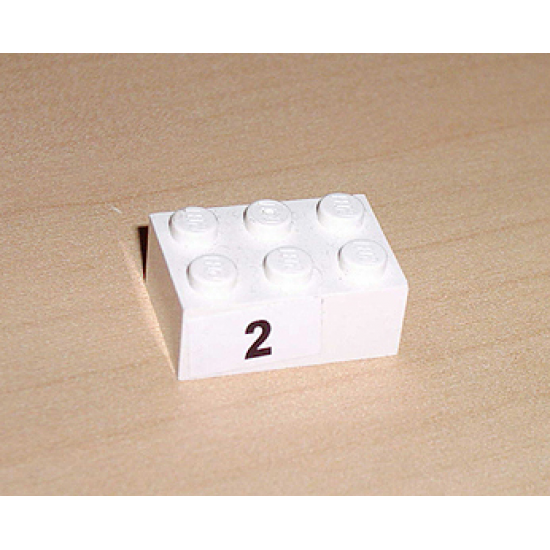 Brick 2 x 3 with Black '2' Pattern (Sticker) - Set 8389