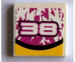 Tile 2 x 2 with '38', Bottom Black and Yellow Curve Pattern (Sticker) - Set 8131