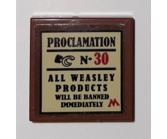 Tile 2 x 2 with Black and Red 'PROCLAMATION No. 30', Minifigure Hand, Text, and Letter M on Tan Background Pattern (Sticker) - Set 75966
