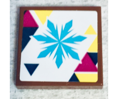 Tile 2 x 2 with Medium Azure Snowflake Pattern (Sticker) - Set 41324