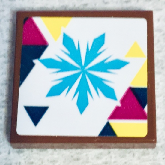 Tile 2 x 2 with Medium Azure Snowflake Pattern (Sticker) - Set 41324