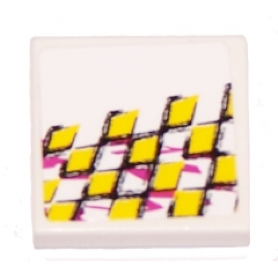 Tile 2 x 2 with Yellow Checkered Racing Pattern Model Left Side (Sticker) - Set 8131